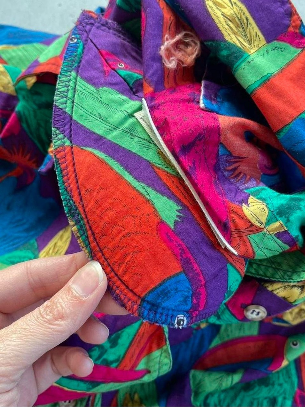 Vintage J.G. Hook Funky Tropical BirdPrint Short Sleeve Button Down Shirt Toucan - Picture 6 of 8